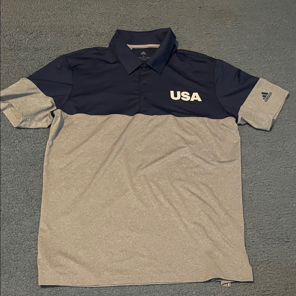 Adidas Men's USA Navy and Gray Polo